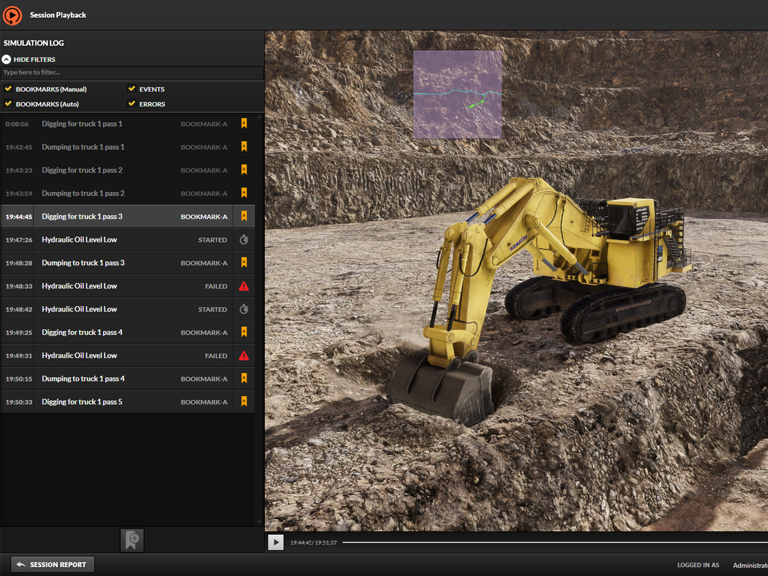 3D Session Playback Interface