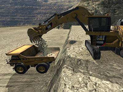 Cat 6020B Excavator Dumping Training