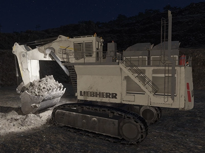 Liebherr R9800 Excavator Night Operation Training