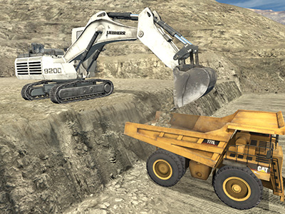 Liebherr R9200 Dumping Training