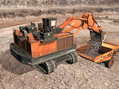Hitachi EX5600-7 Shovel/Excavator Dumping Training