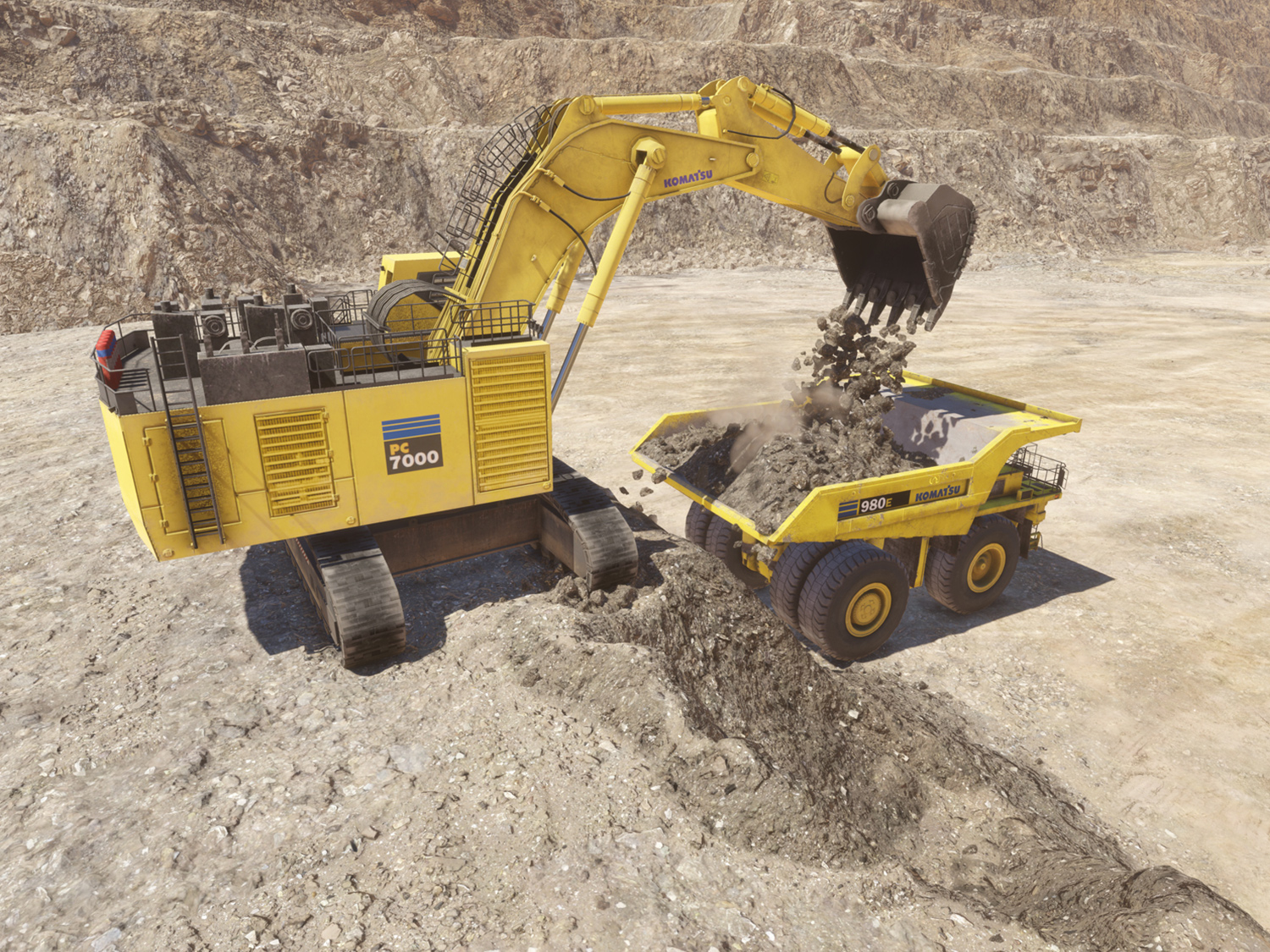 Komatsu PC5500-11, PC7000-11 (Modified Ignition) Dumping Training