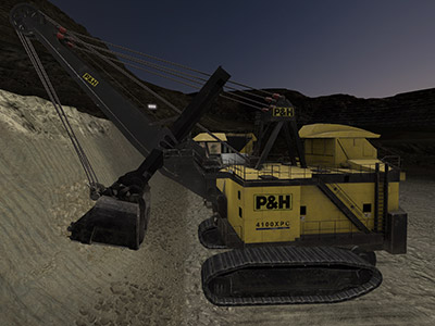 P&H 4100XPC AC, 4100C BOSS AC Electric Rope Shovels (TRC Dipper Only, Pod Seat Cabin) Night Operating Training