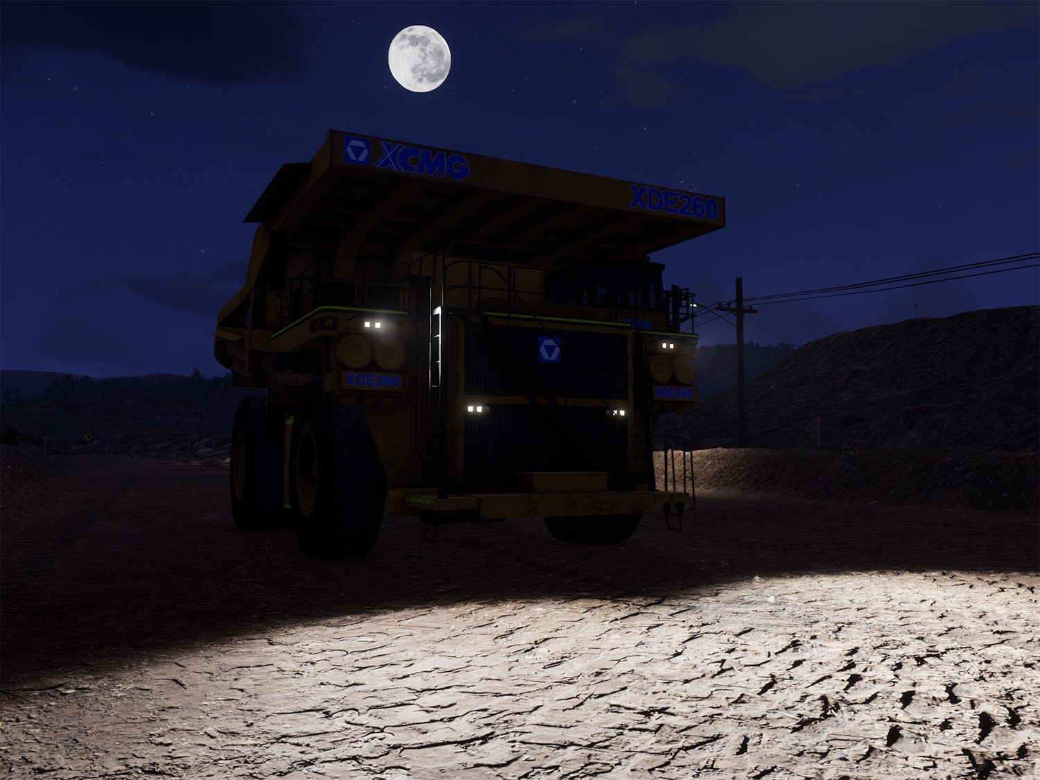XCMG XDE260 Haul Truck Night Training